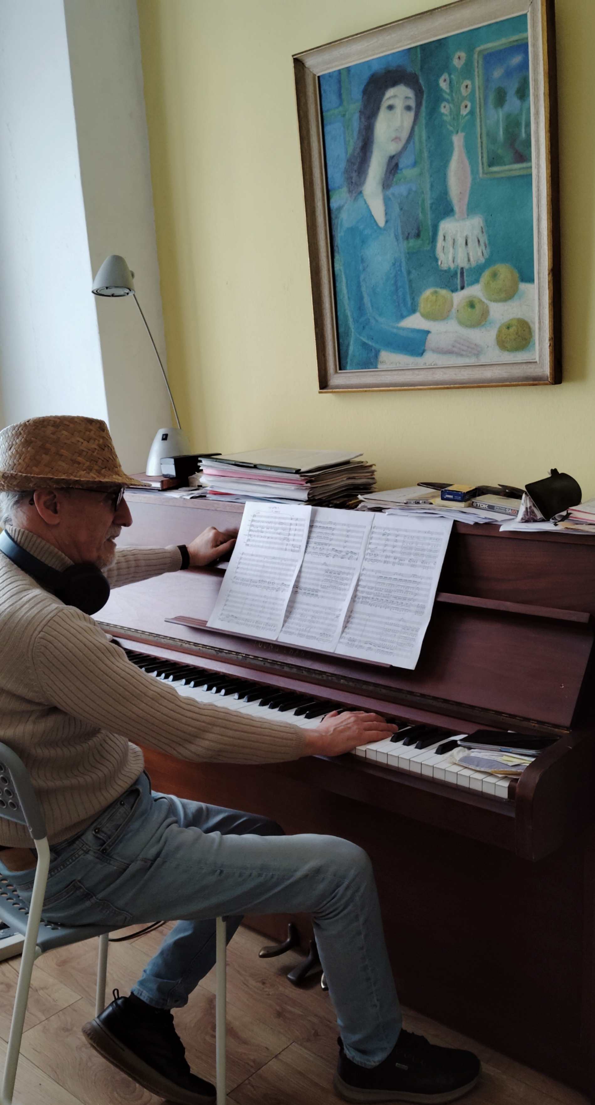 En el estudio de casa